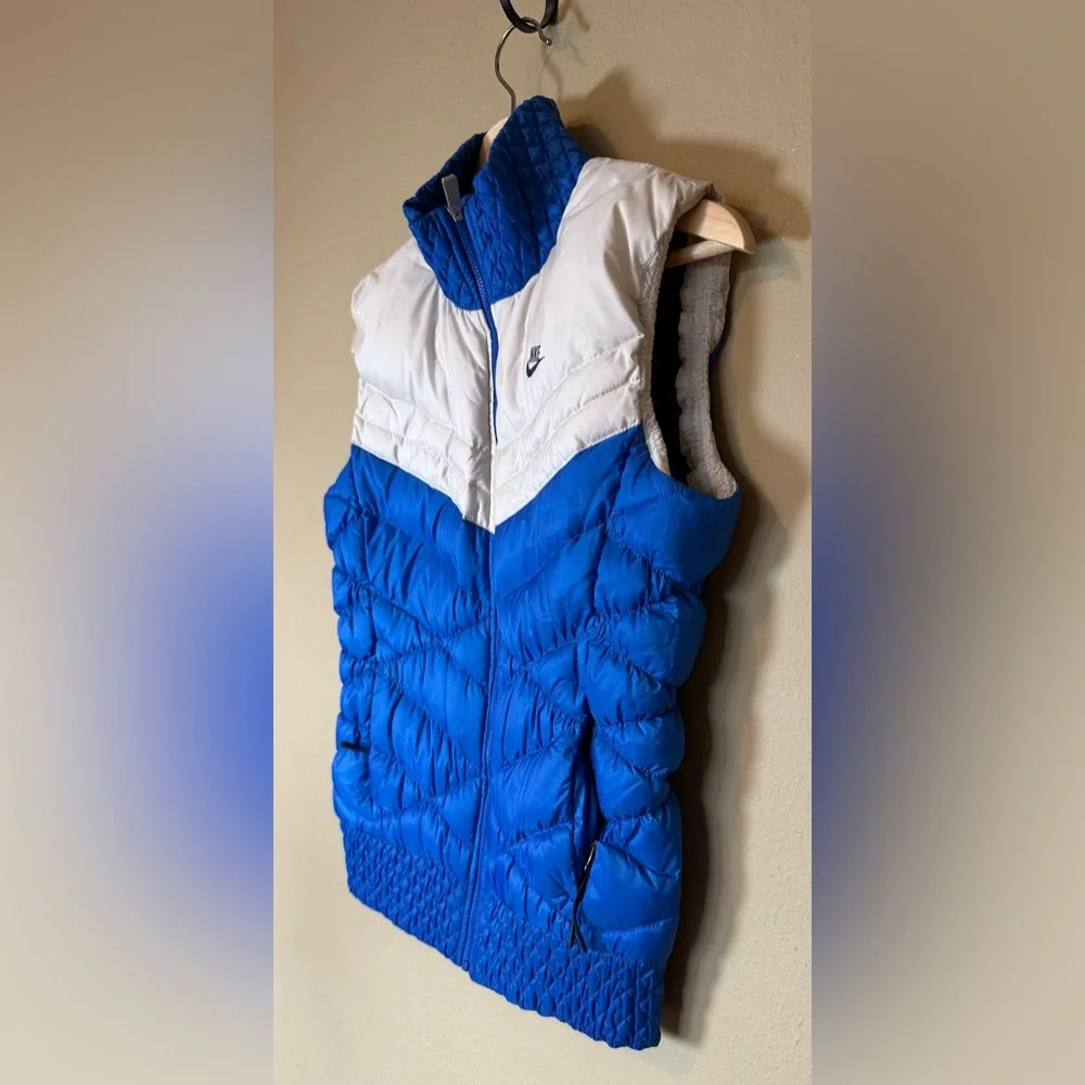 Nike Royal Blue White Quilted Down Puffer Vest Size Small - Picture 3 of 6